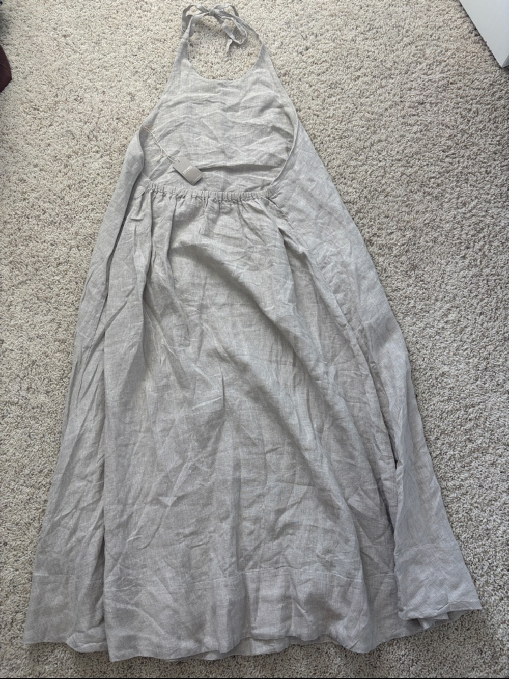 NWT Haven Well Within 100% Linen Halter Midi Dress Medium Tan - Picture 8 of 11